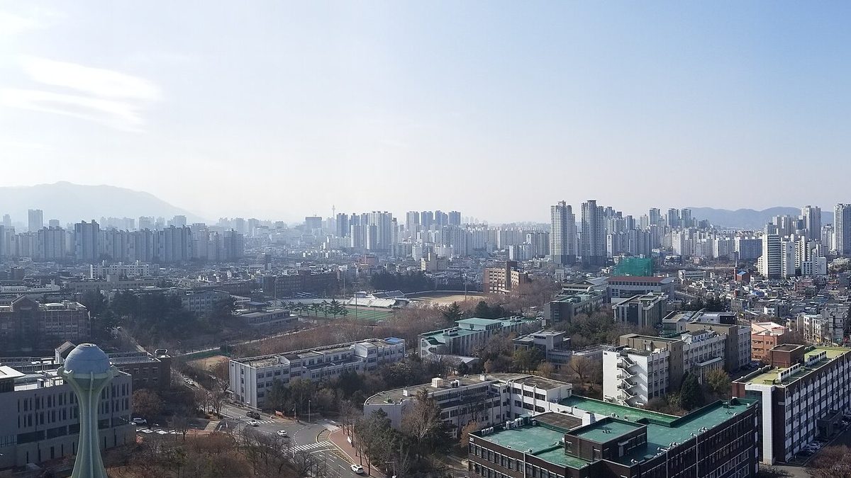 경북대 테크노파크에서 본 대구 도심 방향 전경